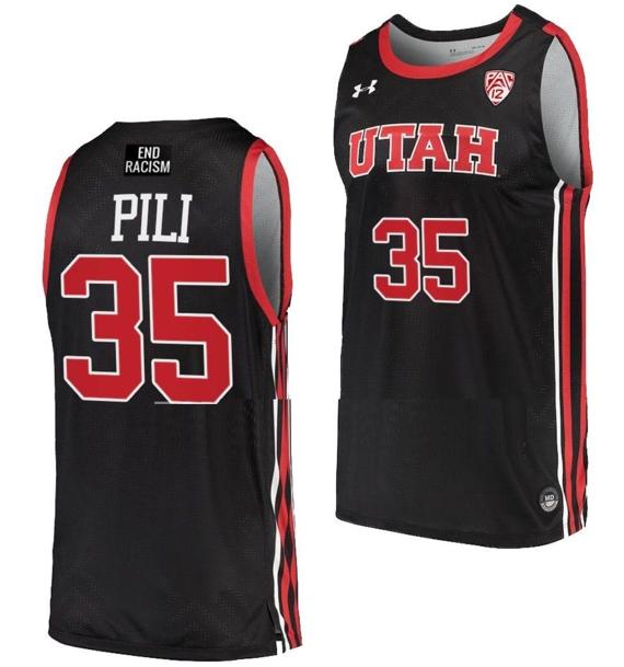 Men's Alissa Pili Jersey #35 Utah Utes College Basketball Black