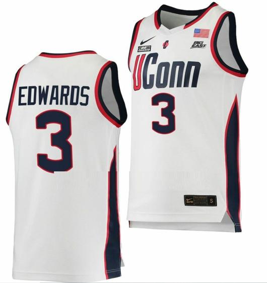 Men's Aaliyah Edwards Jersey UConn Huskies College Basketball White Replica #3