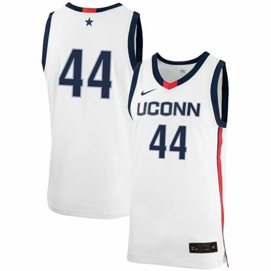 Men's Andre Jackson Jr Jersey UConn Huskies College Basketball No Name White #44