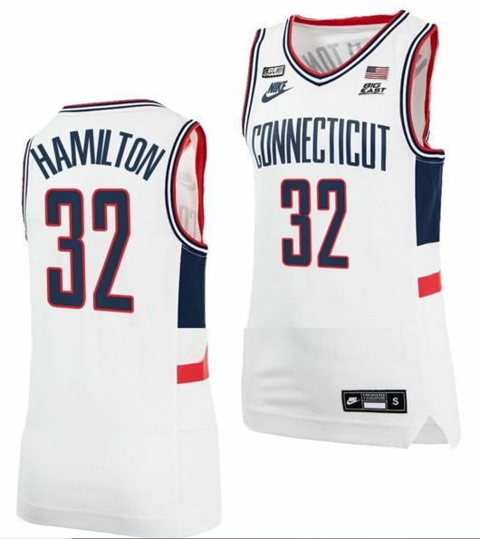 Men's Richard Hamilton Jersey UConn Huskies College Basketball Alumni White #32