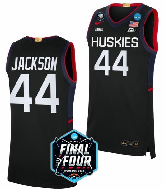 Men's Andre Jackson Jersey UConn Huskies College Basketball 2023 NCAA Final Four Black #44