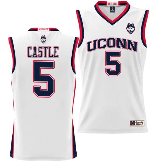 Men's Stephon Castle Jersey #5 UConn Huskies NIL College Basketball Lightweight White