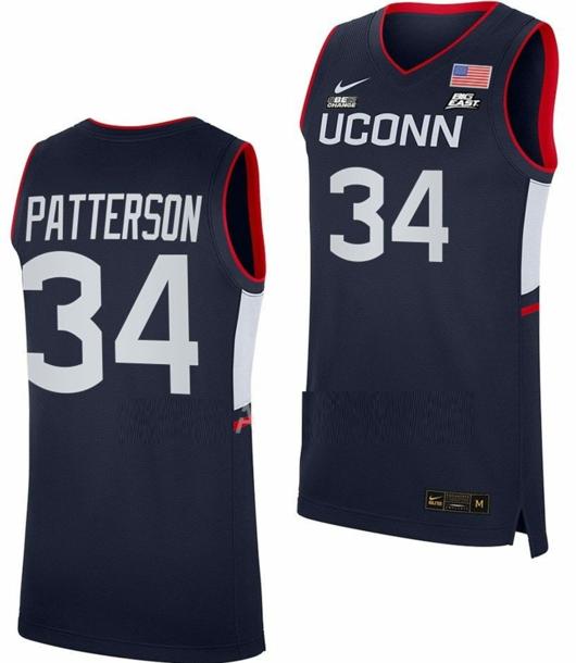 Men's Ayanna Patterson Jersey UConn Huskies College Basketball Navy Replica #34