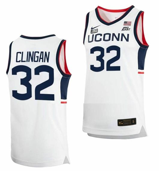 Men's Donovan Clingan Jersey UConn Huskies College Basketball White Replica #32