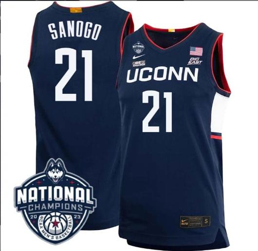 Men's Adama Sanogo Jersey #21 UConn Huskies 2023 National Champions College Basketball Navy