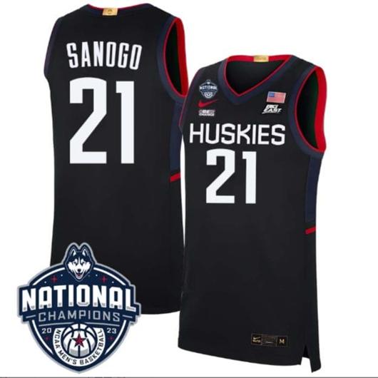 Men's Adama Sanogo Jersey #21 UConn Huskies 2023 National Champions College Basketball Black