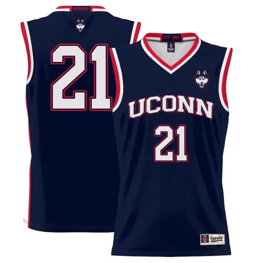 Men's Adama Sanogo Jersey UConn Huskies College Basketball No Name Navy Red Border #21