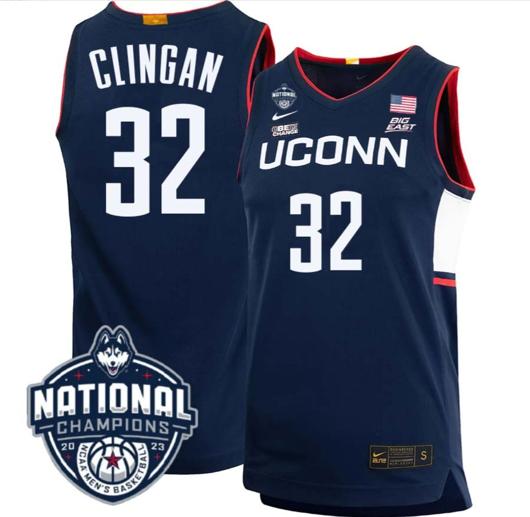 Men's Donovan Clingan Jersey #31 UConn Huskies 2023 National Champions College Basketball Navy