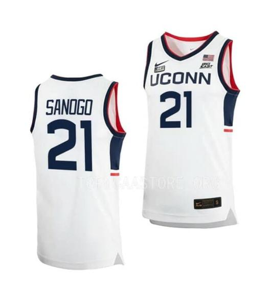 Men's Nike #21 Adama Sanogo Jersey UConn Huskies College Basketball Jerseys White Home