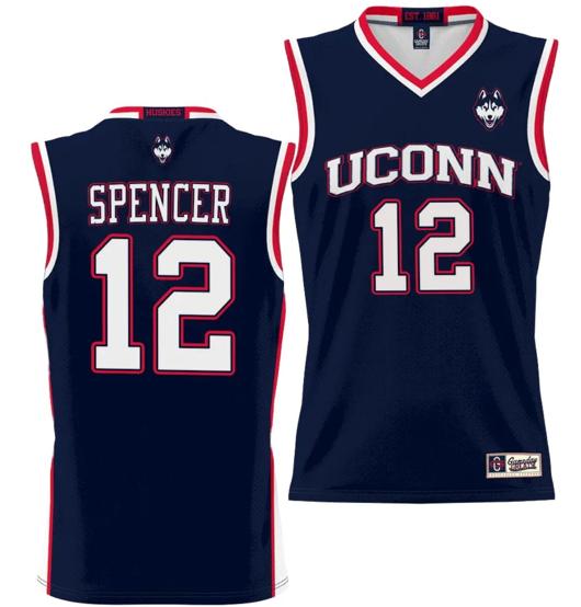 Men's Cam Spencer Jersey #12 UConn Huskies NIL College Basketball Lightweight Navy