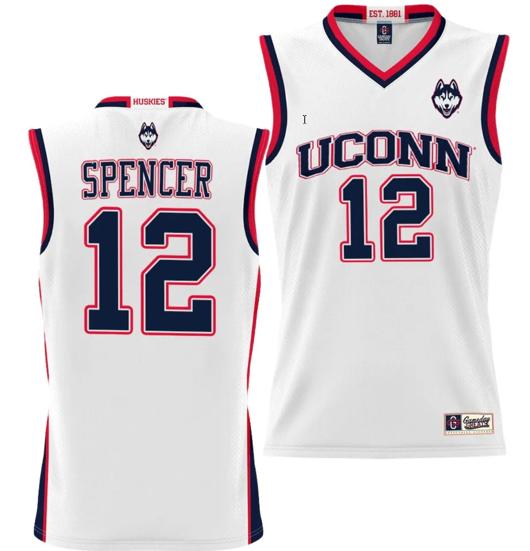 Men's Cam Spencer Jersey #12 UConn Huskies NIL College Basketball Lightweight White