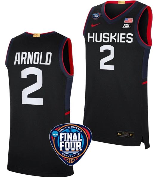 Men's KK Arnold Jersey #2 UConn Huskies Basketball 2024 NCAA March Madness Final Four Black