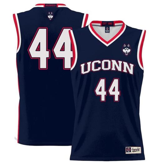 Men's Andre Jackson Jr Jersey UConn Huskies College Basketball No Name Navy Red Border #44