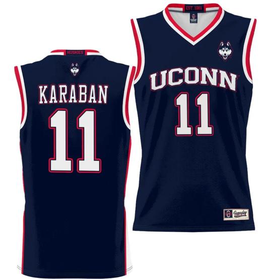 Men's Alex Karaban Jersey #11 UConn Huskies NIL College Basketball Lightweight Navy