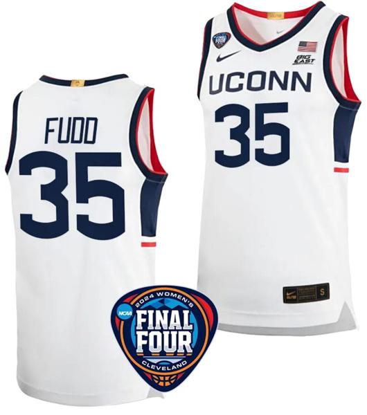 Men's Azzi Fudd Jersey #35 UConn Huskies Basketball 2024 NCAA March Madness Final Four White