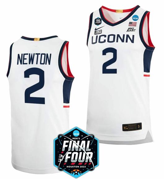 Men's Tristen Newton Jersey UConn Huskies College Basketball 2023 NCAA Final Four White #2