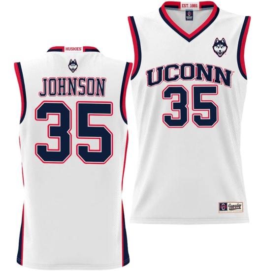 Men's Samson Johnson Jersey #35 UConn Huskies NIL College Basketball Lightweight White