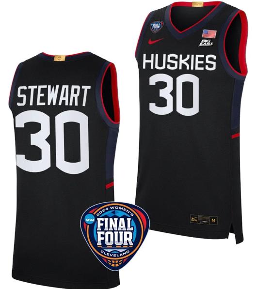 Men's Breanna Stewart Jersey #30 UConn Huskies Basketball 2024 NCAA March Madness Final Four Black