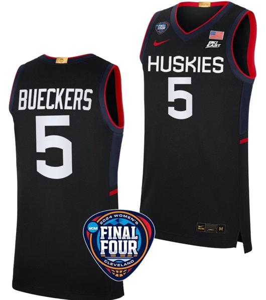 Men's Paige Bueckers Jersey #5 UConn Huskies Basketball 2024 NCAA March Madness Final Four Black