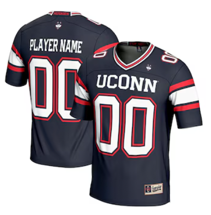 Men's GameDay Greats Navy UConn Huskies NIL Customized Football Jersey