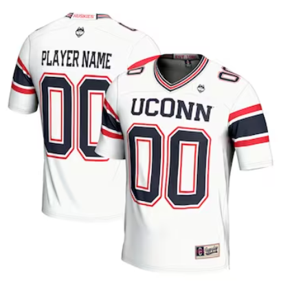 Men's GameDay Greats White UConn Huskies NIL Customized Football Jersey