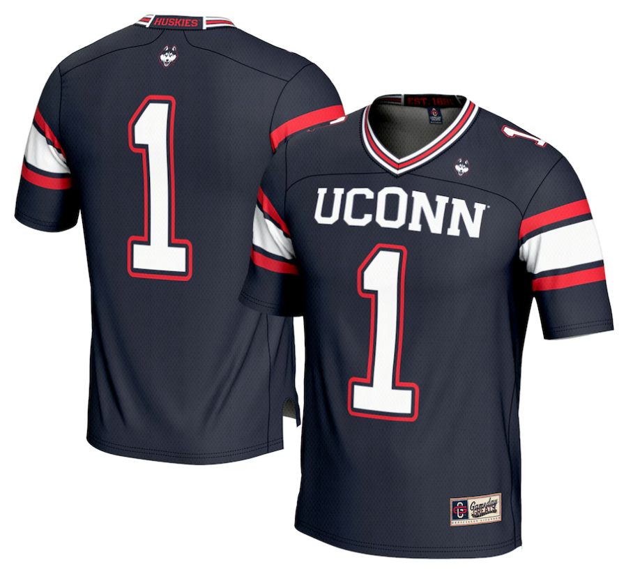 Men's GameDay Greats #1 Navy UConn Huskies Football Jersey