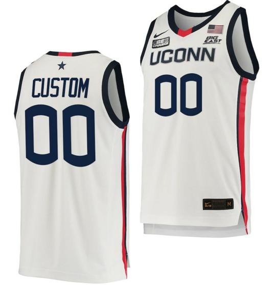 Men's Custom UConn Huskies Jersey College Basketball Name and Number Replica White