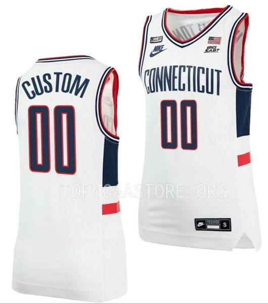 Men's Custom UConn Huskies Jersey College Basketball Name and Number Alumni White