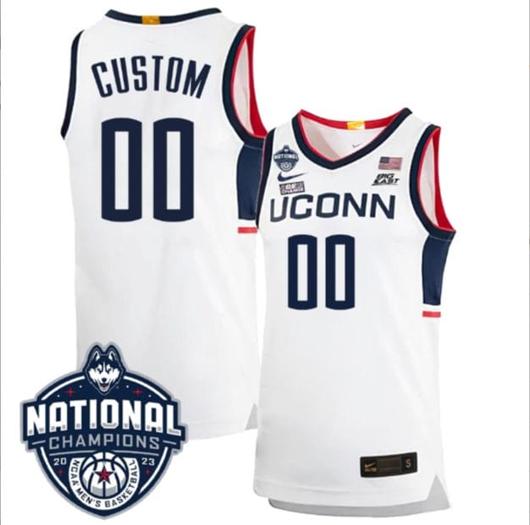 Men's Custom UConn Huskies Basketball Jersey Name and Number 2023 National Champions College Basketball White Home