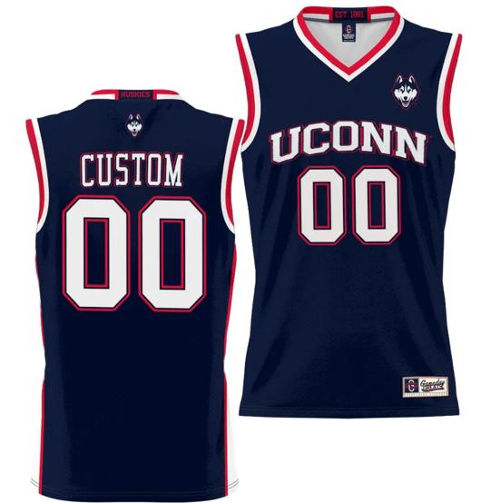 Men's Custom UConn Huskies Jersey Name and Number NIL College Basketball Lightweight Navy