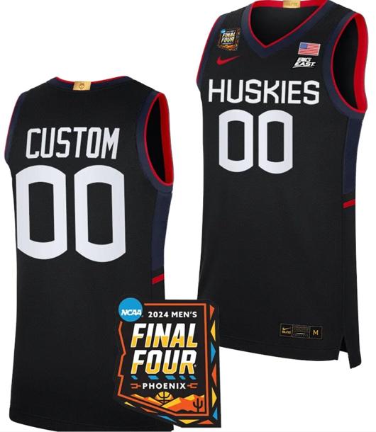 Men's Custom UConn Huskies Jersey Name and Number 2024 NCAA March Madness Final Four Basketball Navy