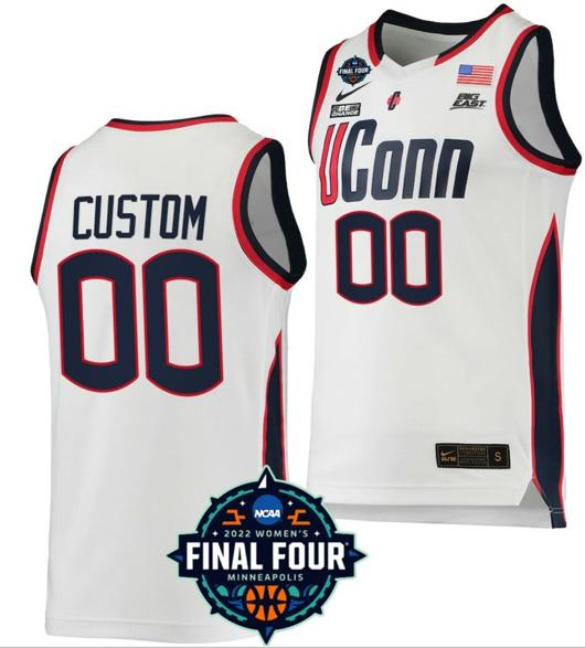 Men's Custom UConn Huskies Jersey College Basketball Name and Number March Madness Final Four White