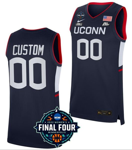 Men's Custom UConn Huskies Jersey College Basketball Name and Number March Madness Final Four Navy