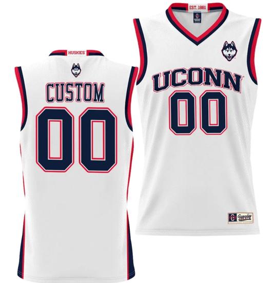 Men's Custom UConn Huskies Jersey Name and Number NIL College Basketball Lightweight White