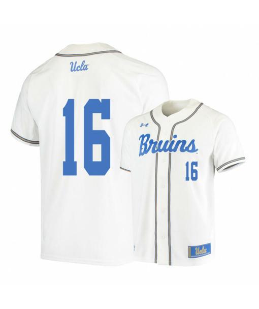 Men's UCLA Bruins 16 Kyle Cuellar White College Baseball Jersey