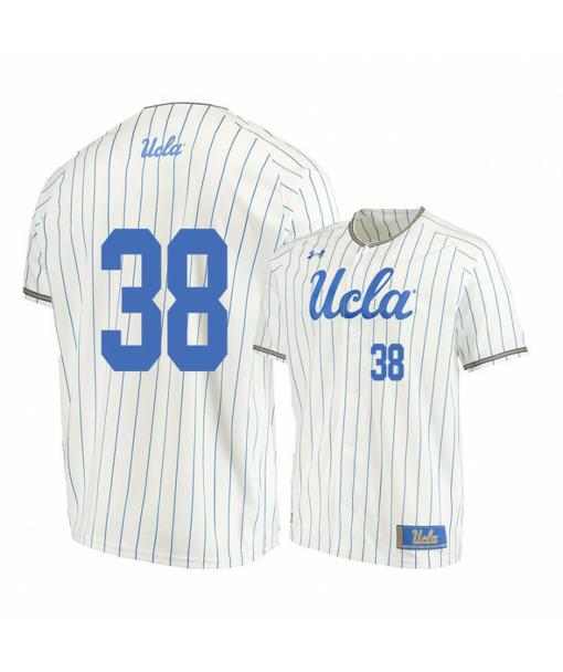 Men's UCLA Bruins 38 Pat Caulfield Beige College Baseball Jersey