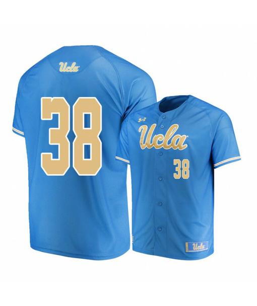 Men's UCLA Bruins 38 Pat Caulfield Blue College Baseball Jersey