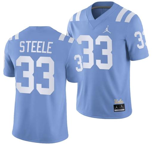 Men's UCLA Bruins Carson Steele Jersey #33 Alternate Game Light Blue Football Uniform