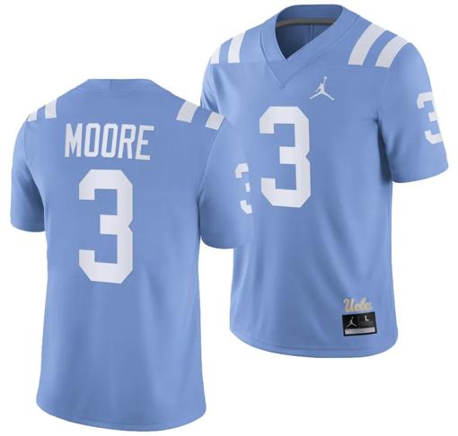 Men's UCLA Bruins Dante Moore Jersey #3 Alternate Game Light Blue Football Uniform