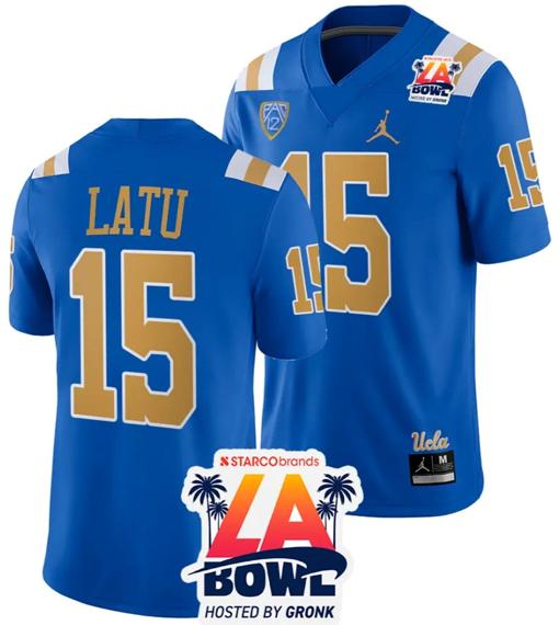 Men's Laiatu Latu Jersey #15 UCLA Bruins 2023 LA Bowl College Football Blue