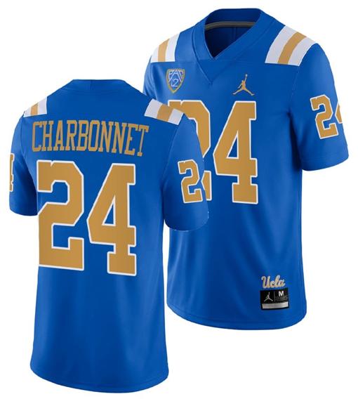 Men's UCLA Bruins Zach Charbonnet Jersey #24 Blue College Football Uniform