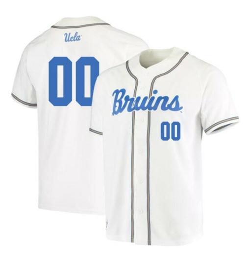 Men's Custom UCLA Bruins Baseball Jersey Name and Number College White