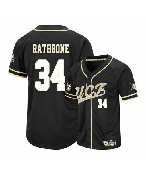 Men's Gameday Greats UCF Knights 34 Jordan Rathbone Black College Baseball Jersey