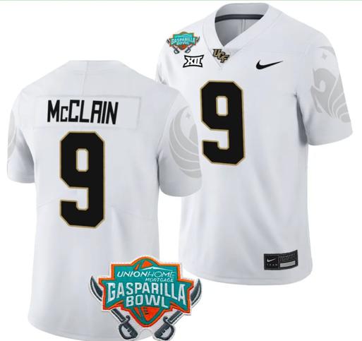 Men's Nike Timmy McClain Jersey #9 UCF Knights 2023 Gasparilla Bowl Patch Football White