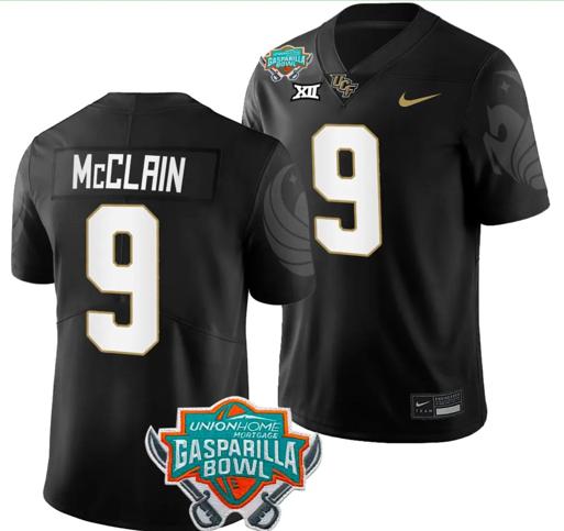 Men's Nike Timmy McClain Jersey #9 UCF Knights 2023 Gasparilla Bowl Patch Football Black