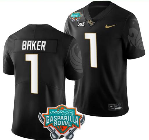 Men's Nike Javon Baker Jersey #1 UCF Knights 2023 Gasparilla Bowl Patch Football Black