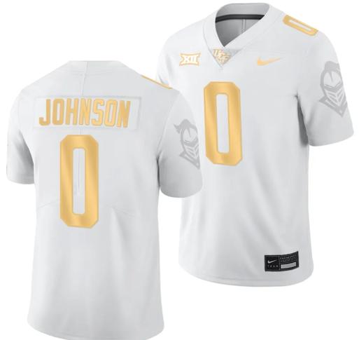 Men's Nike Jason Johnson Jersey #0 UCF Knights Light Mode College Football White Golden