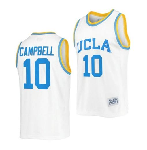 Men's #10 Tyger Campbell Jersey UCLA Bruins College Basketball Jerseys White Commemorative