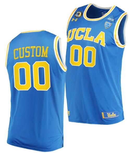 Men's Custom UCLA Bruins Jersey Name and Number College Basketball 2021 March Madness PAC12 Blue Stand Together Honor John R. Wooden