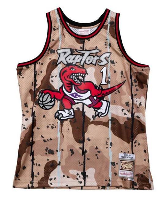 Men's Toronto Raptors #1 Tracy McGrady Camo 1998 Mitchell & Ness Basketball Jersey